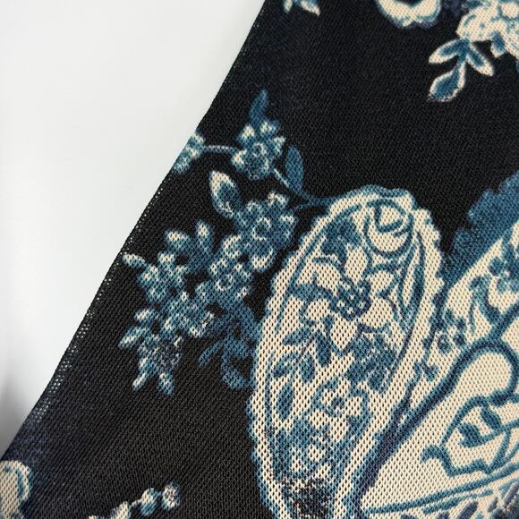 Vintage Worthington Top Womens Large Mesh Babydoll Paisley Y2K Faux Wrap - Picture 3 of 15